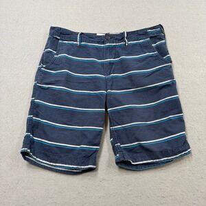 Aeropostale Chino Shorts Men's 34 Navy Blue Striped Athleisure Summer Casual‎